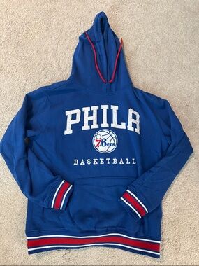 NBA PHILA Blue Hoodie with Red Trim